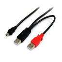 30cm USB Y字給電ケーブル USB A - mini B(Y