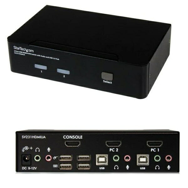2ポートKVMスイッチ/HDMI/1920 x 1200/オーディオ対応/2ポートUSB 2.0ハブ/PC & CPU 切替器