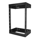 サーバーラック/オープンフレーム/ウォールマウント/19インチ/15U/2ポスト/奥行き 30.5-50.8cm/耐荷重90kg/AV、IT通信機器、ネットワークスイッチ、パッチパネル、コンピュータ データセンター ラック 壁掛けタイプ(2)