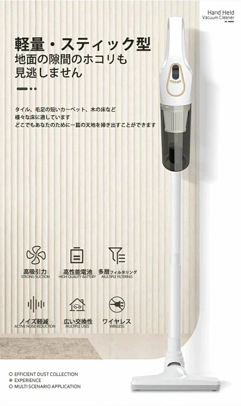 【 3WAY 充電式 】 2024年最新モデル掃除機 コードレス 軽量 12000pa 強力吸引 掃...