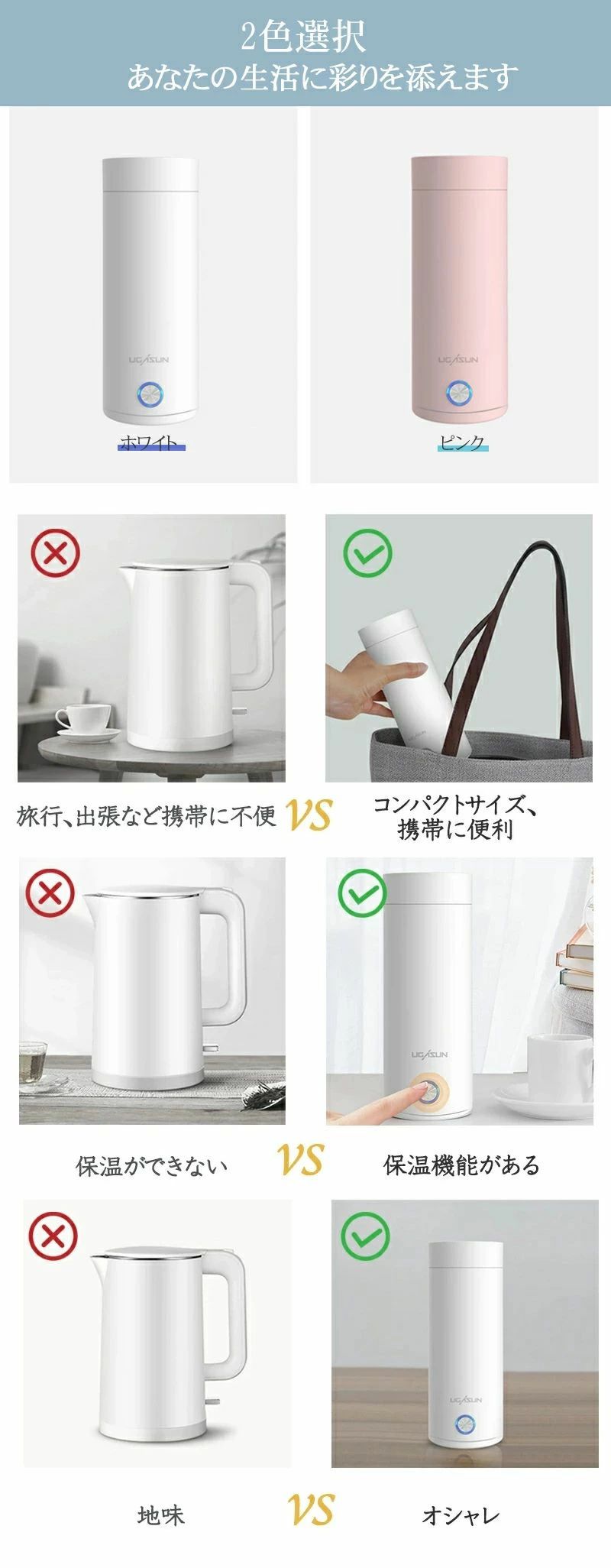 電気ボトル 小型 電気ケトル ポータブル 収納バッグ 軽量 断熱 携帯タイプ 本体容量400ml 高速沸騰ケトル ステンレス シンプル おしゃれ 持ち運びしやすい 安全 健康 保温カップ ワンボタン 水筒 実用的 普段使い シンプル おしゃれ 敬老の日