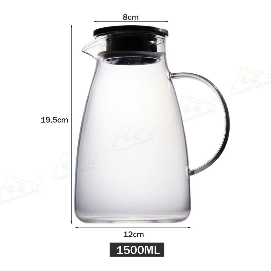 ティーポット 耐熱ガラス 麦茶ポット ガラスピッチャー ガラスケトル 直火 耐熱ガラスポット 1.5リット..