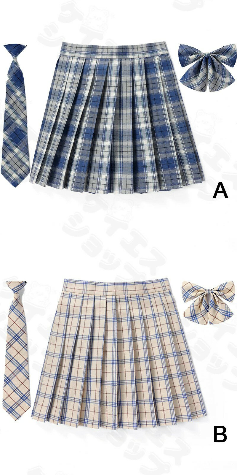 【期間限定ポイント5倍】制服 学生制服スカート 3点セット チェック柄 プリーツスカート(スクール・制服)　蝶結び+ネクタイ付き 女子高生スカート レディース 高校生 お受験 結婚式 発表会 ジュニア フォーマル なんちゃって制服 XXS XS S M L XL 2XL 3XL