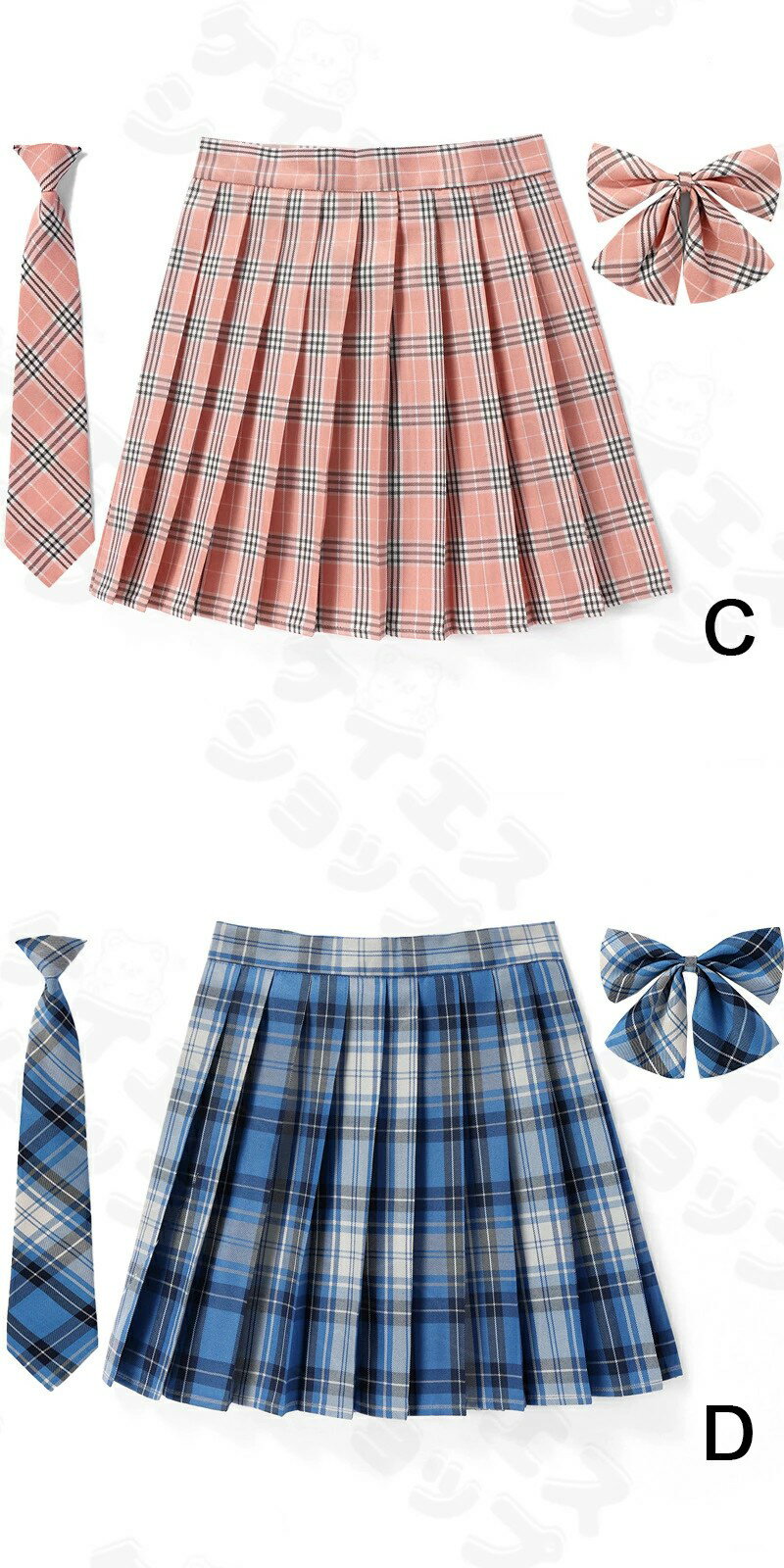 【期間限定ポイント5倍】制服 学生制服スカート 3点セット チェック柄 プリーツスカート(スクール・制服)　蝶結び+ネクタイ付き 女子高生スカート レディース 高校生 お受験 結婚式 発表会 ジュニア フォーマル なんちゃって制服 XXS XS S M L XL 2XL 3XL