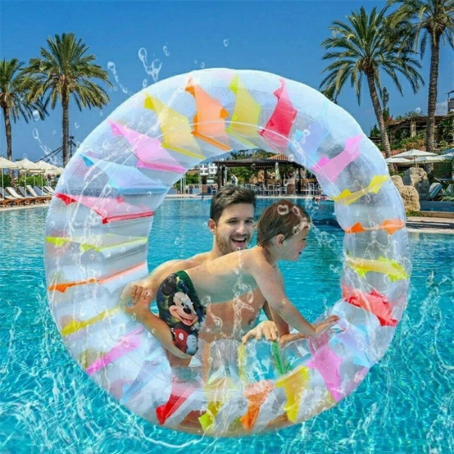 【期間限定ポイント10倍】ウォーターホイール 外径120cm フロート 家庭用 プール用 回し車 くるくる 浮き輪 うきわ 水遊び 遊具 インスタ映え ナイトプール 海水浴 グッズ(3)