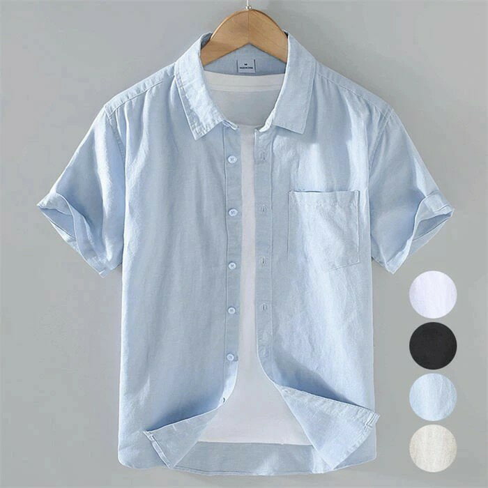 綿麻シャツ リネンシャツ メンズ 半袖シャツ 開襟シャツ 半袖 開襟 綿麻風 夏 夏服 涼しい 白シャツ シャツ 胸ポケット付き 薄手 トップス おしゃれ カジュアルシャツ 大きいサイズ ゆったり ファッション カジュアル 無地 通気性よい ビジネス 学生服 通勤 通学 お出かけ