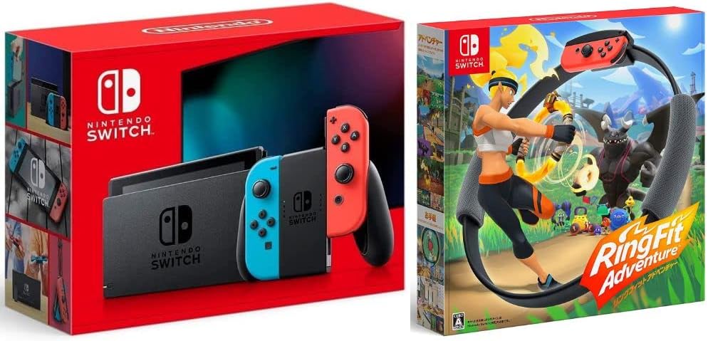 （セット商品）スイッチ 本体 (Switch) Joy-Con(L) ネオンブルー/(R) ネオンレッド リングフィット アドベンチャー