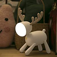 即納トナカイライト 可愛い ベッドサイドランプ usb充電式 ナイトライト 調光調色機能 室内照明 電球色 クリスマスプレゼント 癒しライト(ホワイト)