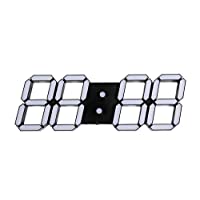 即納VANGOOD LED 壁掛け デジタル時計 - 3D 立体 wall ウォール clock リモコン付き USB電源 アダプタ付き (ブラック)