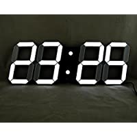 即納VANGOOD LED 壁掛け デジタル時計 - 3D 立体 wall ウォール clock リモコン付き USB電源 アダプタ付き (ブラック)