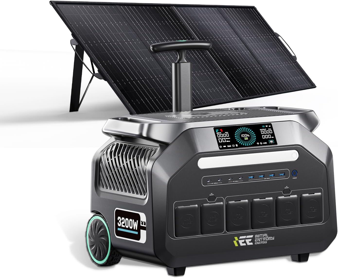 月間優良ショップ受賞店【2025新モデル】IEE P3200 ポータブル電源 ソーラーパネル セット200W 大容量 2048Wh 長寿命15年 リン酸鉄 ポータブルバッテリー 50分超急速充電 定格出力3200W 瞬間最大6400W キャスター付き 16台機器同時充電可能 停電対策 節電 防災推奨 EPS機能