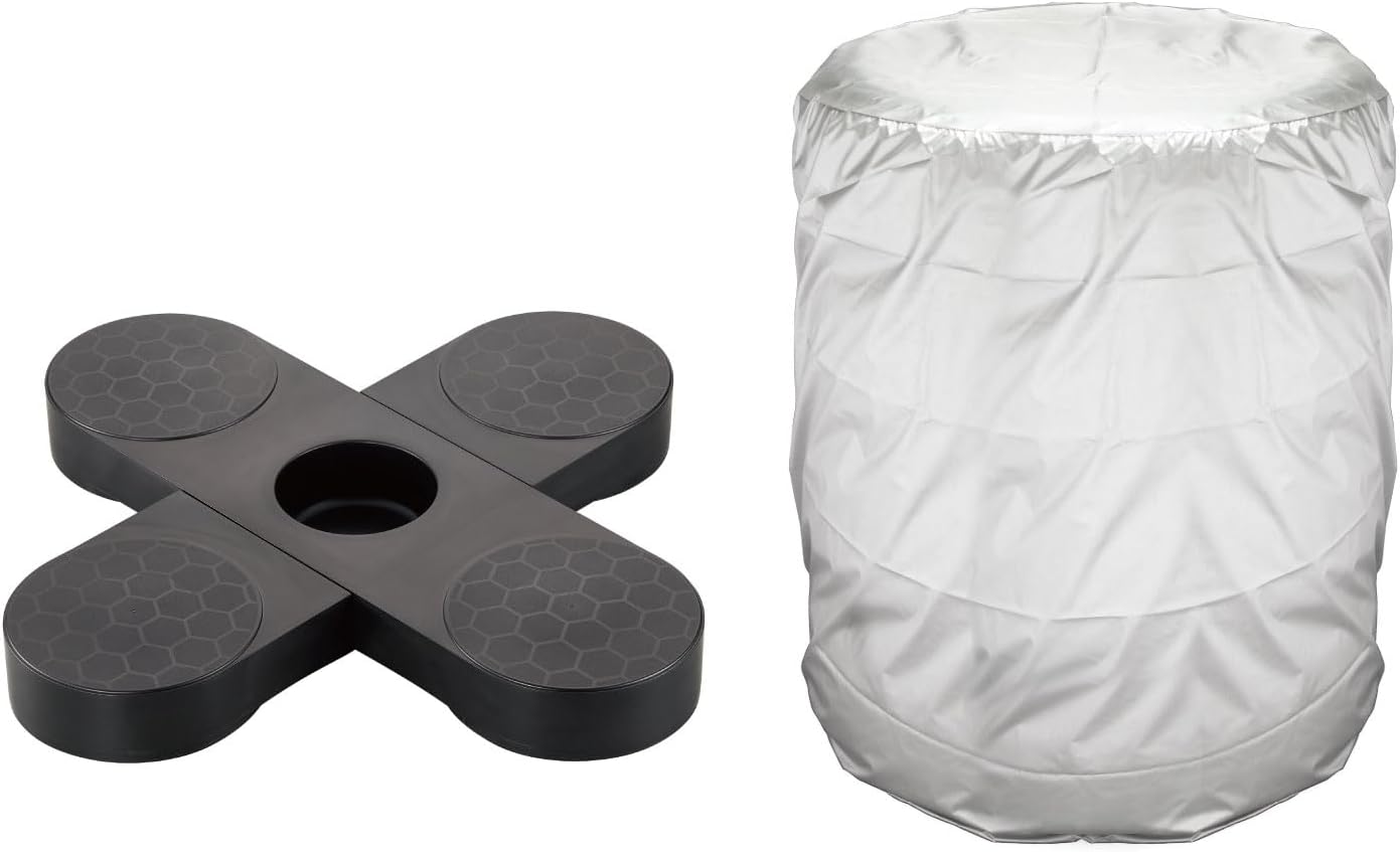 月間優良ショップ受賞店 タイヤパレット&タイヤ収納カバー LセットBelca(ベルカ) タイヤパレット 幅70×奥行70×高さ7cm ブラック タイヤ保管 平置き 野外 湿気防止 + タイヤ収納カバー Lサイズ 厚織オックス生地使用 直径80×高さ120cm シルバー 16～18インチ対応