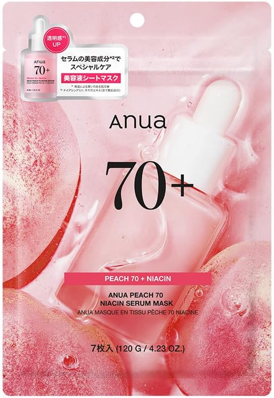 月間優良ショップ受賞店 ANUA(アヌア)桃70ナイアシンマスクパック(7枚入り) 水光肌 うるツヤ肌 水分保湿 角質毛穴ケア 乾燥肌 混合肌 peach niacin mask デイリー パック フェイスパック フェイスマスク 桃パック スキンケア【公式・正規品】