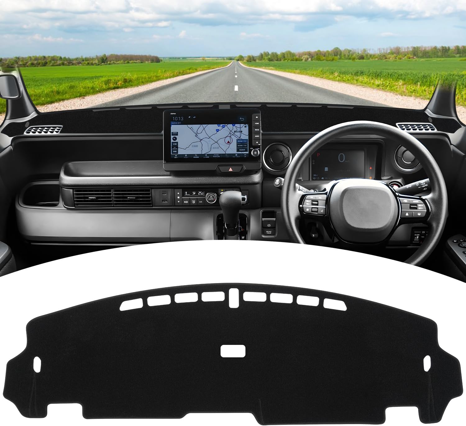 樂天商城 - 月間優良ショップ受賞店 ホンダ 新型 N-BOX JF5 JF6 ダッシュボードマット エヌボックス N-BOX カスタム 3代目 2023年10月～ 専用 ダッシュマット インテリア 内装 カスタム パーツ アクセサリー 車内グッズ 日焼け防止/映り込み防止/傷防止/ズレ防止 ブラック 1Pセット