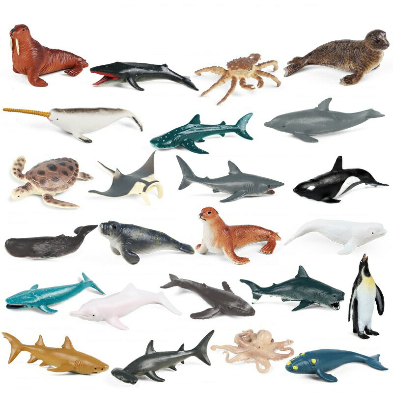 24PCS海洋生物フィギュア 海の生き物フィギュアセット ミニ動物フィギュア ミニ海洋動物モデル リアルな動物模型 海洋おもちゃ 人気動物 玩具 誕生日プレゼント クリスマス 新年 飾り物 コレクション 6歳以上