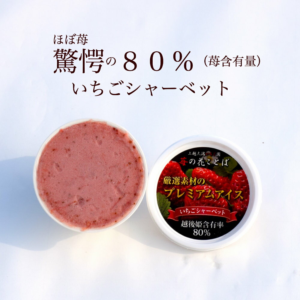 いちごアイス1個　シャーベット　職人が1つ1つ手作り　別途送料　国産いちご越後姫/新潟県産牛乳/安心安全定植後化学農薬不使用苺/アイ..