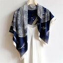 春夏新作 ヘアスカーフ 90cm 大判 スカーフ 斜めストライプ 幾何学模様 シンプルデザイン 汎用性高い エレガントな ショール スカーフ 女性
