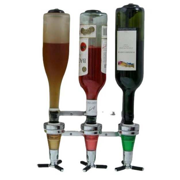 居酒屋向け 壁掛け式 分酒器 アルミ合金 3連ボトルタイプ ワインディスペンサー 自動定量 ドリンクサー..