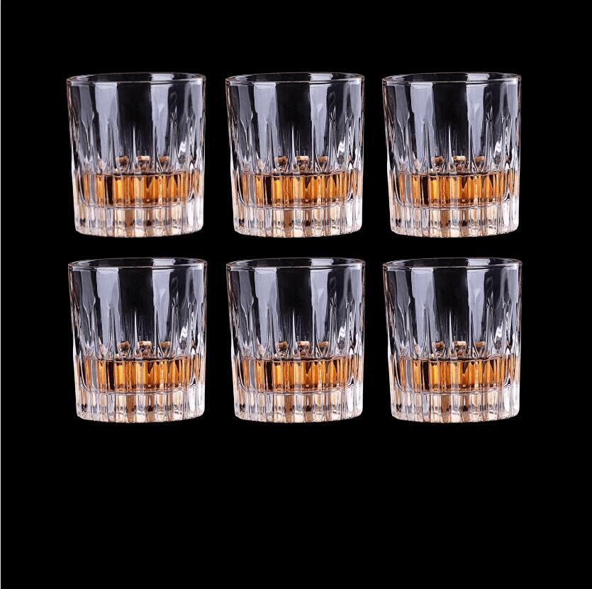 【6個セット】居酒屋スタイル ウイスキー・ブランデー用無鉛ガラスグラス 欧州風デザイン シングルモル..