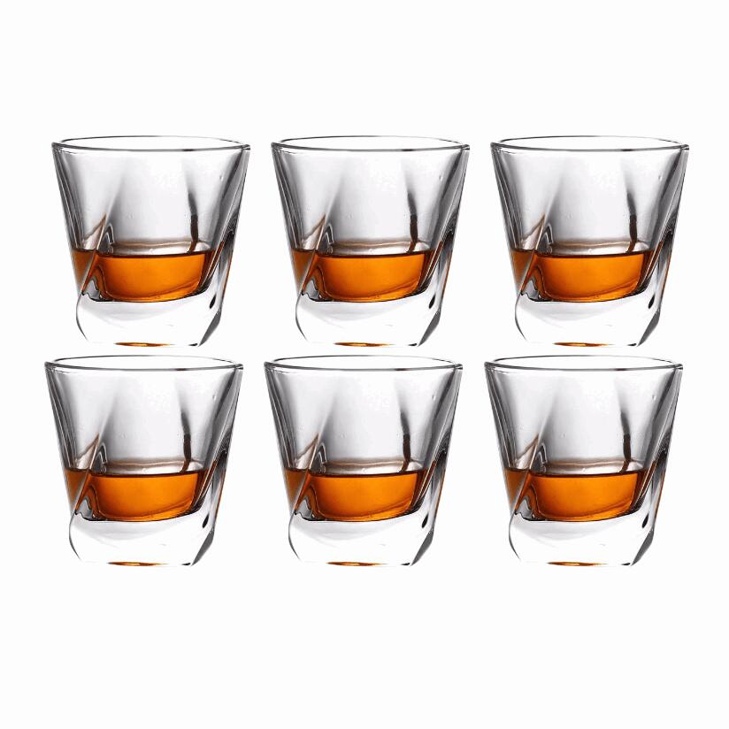 【6個セット】居酒屋スタイル ウイスキー・ブランデー用無鉛ガラスグラス 欧州風デザイン シングルモル..