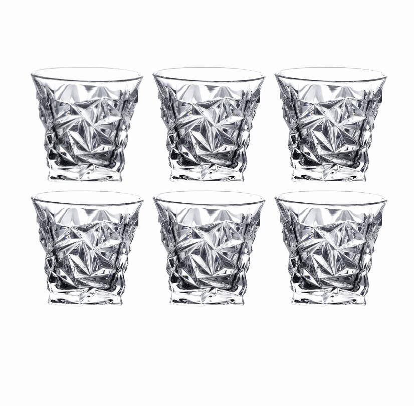 【6個セット】居酒屋スタイル ウイスキー・ブランデー用無鉛ガラスグラス 欧州風デザイン シングルモル..