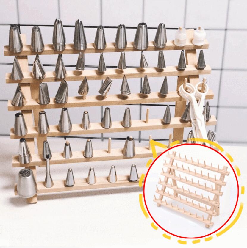 【天然木】折りたたみ式 パイピングニードル収納ラック | ケーキデコレーション ツール フック オーガ..