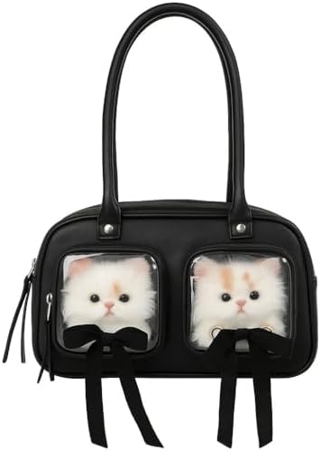 【2WAY仕様】痛バッグ イタバッグ 推しバッグ デコバッグ 透明窓付き ぬいぐるみバッグ ショルダーバッグ 推し活グッズ 大容量 リボンデザイン