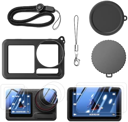 DJI Osmo Action 5 Pro用11点セット シリコンケース＋保護フィルム＋レンズキャップ＋ハンドストラップ..