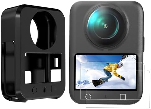 DJI OSMO 360 対応 シリコンケース+保護フィルム2枚セット 耐衝撃 高透明感 9H硬度 多機能 アクセサリー 通勤・旅行・オフィス用