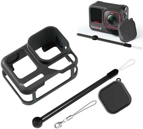 insta360 AcePro2専用 シリコンケース4点セット 防衝撃 柔らかく頑丈 レンズカバー付き ネックストラッ..