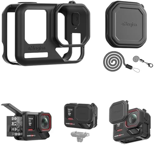 Insta360 Ace Pro2対応 ケース シリコン製 レンズカバー ストラップ 保護ケース 防塵 防汚 放熱性 軽量 磁気マウント対応 多機能 アクセサリー