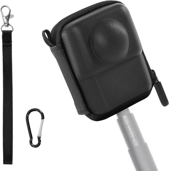 OSMO 360 ケース PU素材・防塵・耐衝撃 リストストラップ＆カラビナで携帯しやすい 防水 大容量 コンパ..