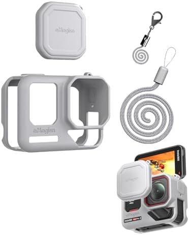 【4点セット】Insta360 Ace Pro2用シリコンケース ケース+レンズカバー+ネックストラップ+紛失防止ストラップ ポータブル 全面保護 防水 防塵 通勤 旅行 プレゼント