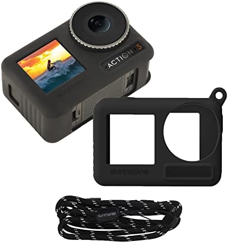 DJI OSMO ACTION 4/ACTION 3用 シリコン保護ケース レンズキャップ付き ストラップ対応 防塵防水 傷防止 落下防止 持ち運びに便利 おしゃれ シンプル 多機能