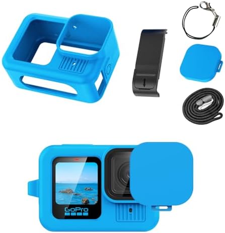 GOPRO HERO 13 Black用 シリコンケース＋電池カバー＋レンズ保護＋ストラップ 全面保護 キズ防止 紛失防止 ポータブル アクセサリー ブラック