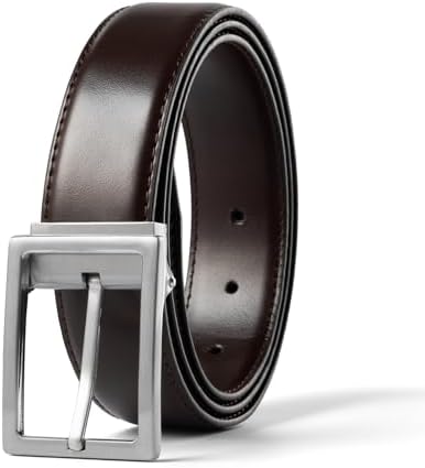 【送料無料】本革製 メンズ ビジネスベルト シルバースクエアバックル 高品質 柔軟仕上げ スーツ対応 ..