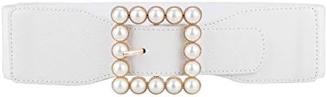 【送料無料】太ベルト レディース ゴム製 パール調 滑り止め加工 おしゃれ 大容量 シンプル スーツ対応..