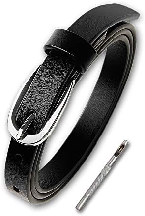 【送料無料】レディース用 本革 細ベルト 1.4cm幅 高品質牛革使用 ブラック ブラウン グレー ホワイト ..