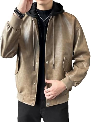 【送料無料】メンズ レザージャケット ライダース 革ジャン フード付き 防寒 防風 撥水 秋冬 アウトドア カジュアル ビジネス 通勤 旅行 プレゼント ギフト M-4XLサイズ 大きいサイズ対応 高品質PUレザー ポリエステル素材 多機能ポケット スリムシルエット