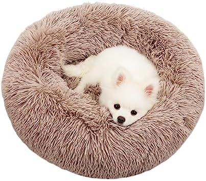 【送料無料】ペットベッド 猫用 犬用 ドーナツ型デザイン ふわふわクッション 高品質PP綿詰め物 滑り止め加工 丸型ベッド 直径約40cm コンパクトサイズ 小型犬対応 室内用 車内用 オールシーズン対応 お手入れ簡単 プレゼント ギフト