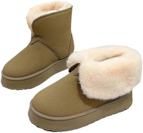 レディース厚底ブーツ 折り返しデザイン 2way ボアファー 裏ボア ショートブーツ 冬用 防寒 寒さ対策 大人女子向け おしゃれ シンプル