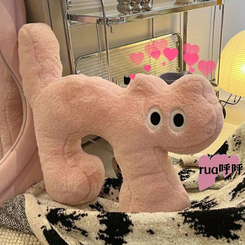 猫デザイン ネックピロー C型 ソフト クッション おしゃれ 猫顔 ハートアイズ 洗濯可能 多機能 ベッド ソファー 旅行用