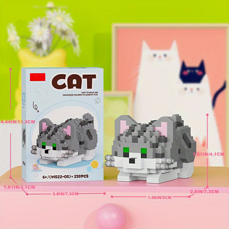 乐天商城 - カラフル ミニブロック 猫積み木セット 12個 キッズ向け 認知能力促進 軽量丈夫 プラスチック製 男の子 女の子 おもちゃ 誕生日 クリスマス ハロウィン 新年ギフト