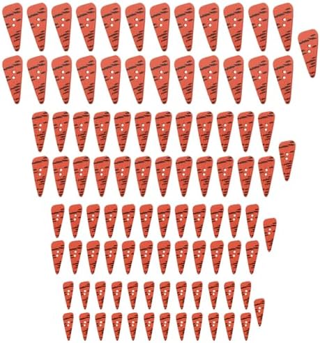 100個のオレンジ色ニンジンボタン 木製2穴付き縫製ボタン クリスマスDIYクラフトツール 4サイズ 大容量..