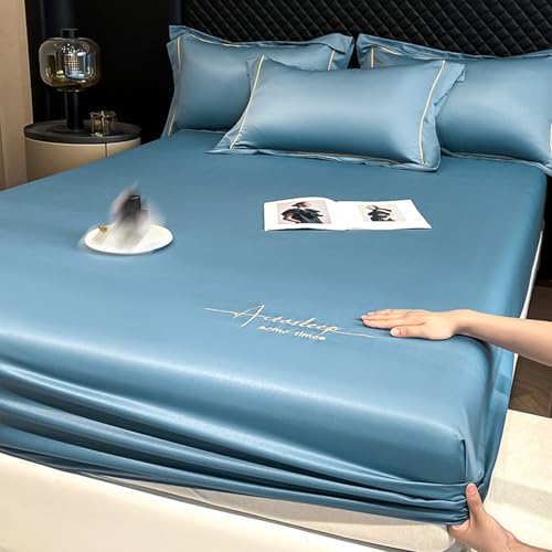 ベッドカバー サテンシルク フィットシーツ 180x200+25cm/3pcs レーヨン素材 柔らか肌触り 通勤用 プレゼント 送料無料 [2]