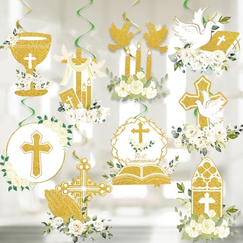初聖体拝領用装飾 ゴールド・イエロー・グリーン 花柄 パーティー用品 聖書 チェア キリスト教 ベビー..