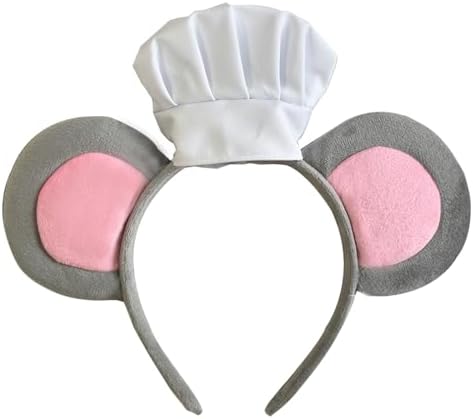 シェフハット付きネズミ耳ヘッドバンド ユニキュート コスプレ アクセサリー ハロウィン イースター パ..