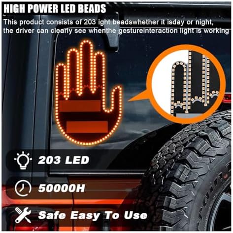 車用LEDハンドジェスチャーライト リモコン付き カーサインフィンガーライト 車のガジェット アクセサリー 送料無料 163yasui-10003818 ヤスイショップ サンプル画像3