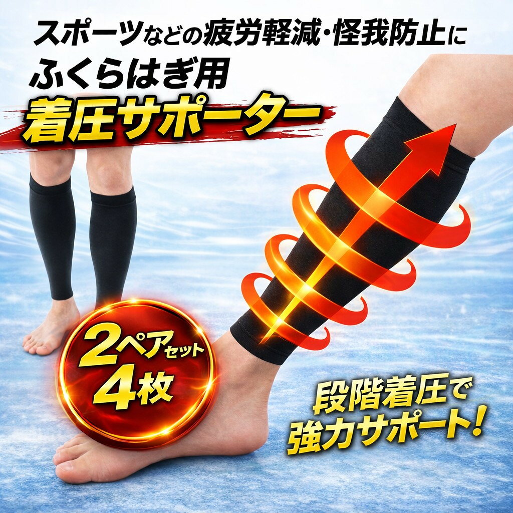 着圧ふくらはぎサポーター 2ペアセット 強力サポート 立ち仕事 長時間歩行 スポー...