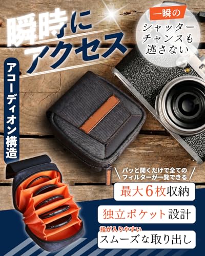レンズフィルターケース 6枚収納 カメラアクセサリー 鞄 かばん 防水 耐衝撃 EVA素...